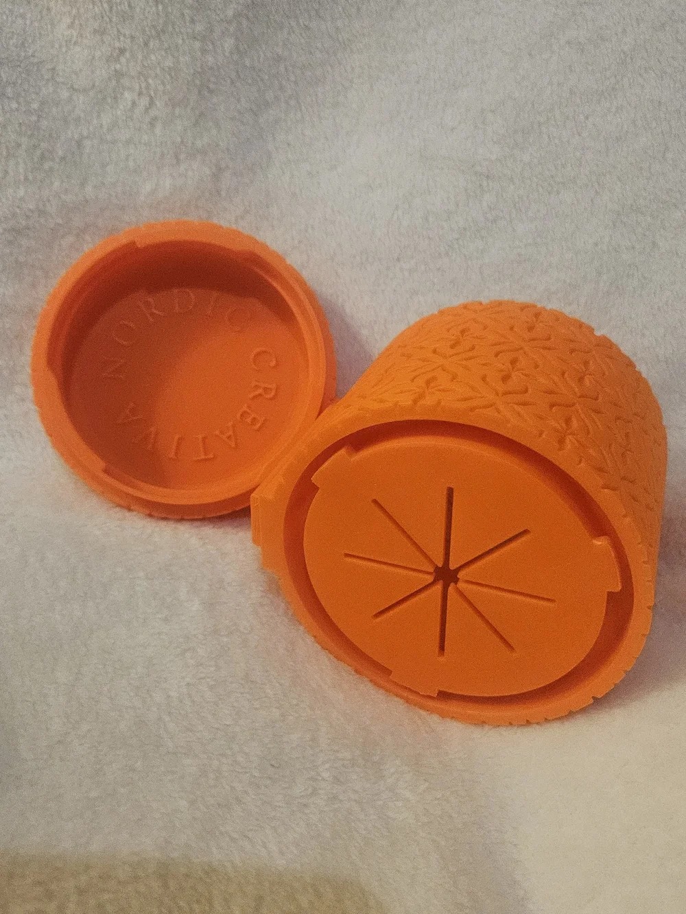 Orange Embossed Decorative Planter - 3d Printed
